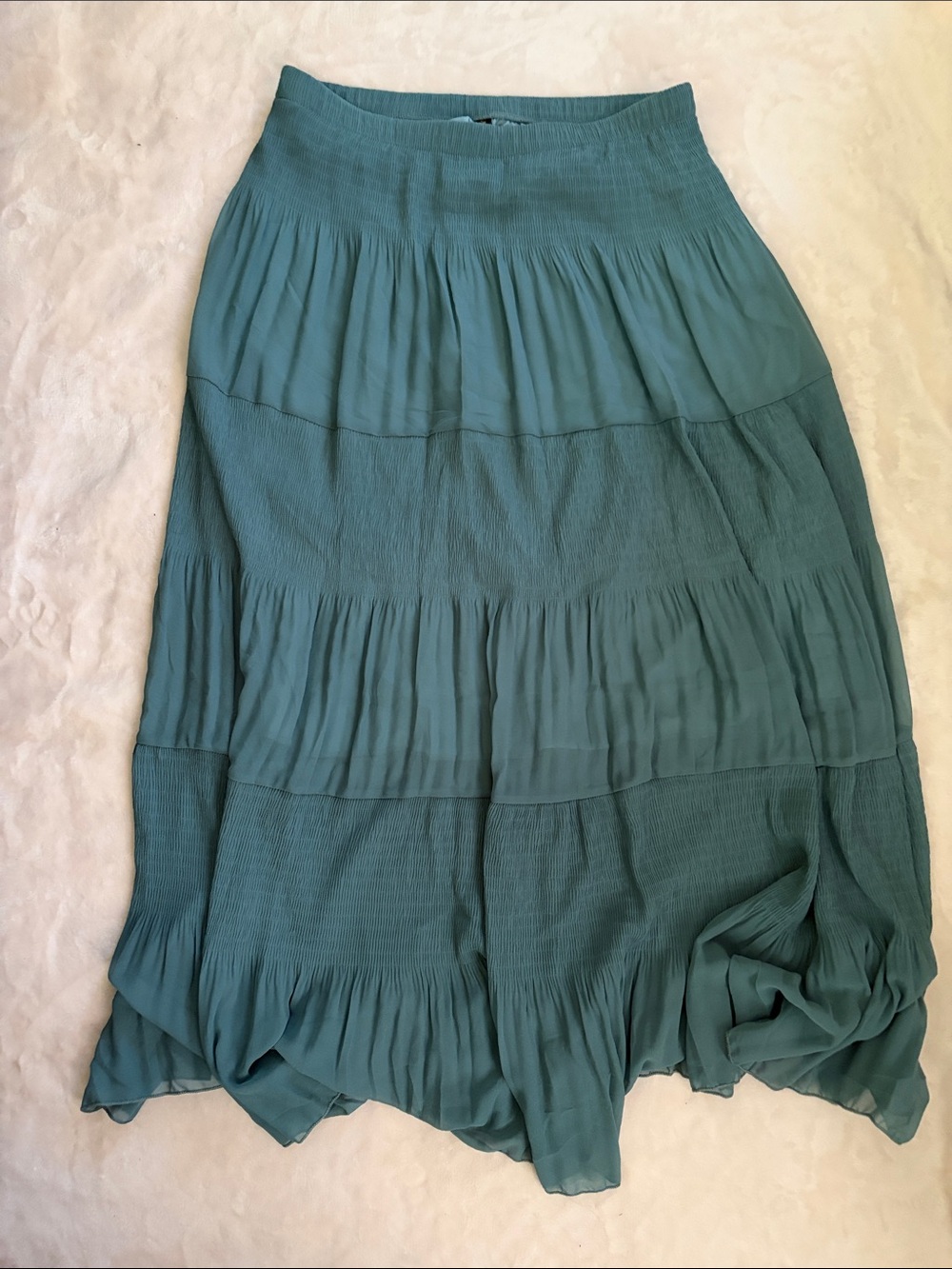 Tiered Teal Maxi Skirt with Elastic Waist